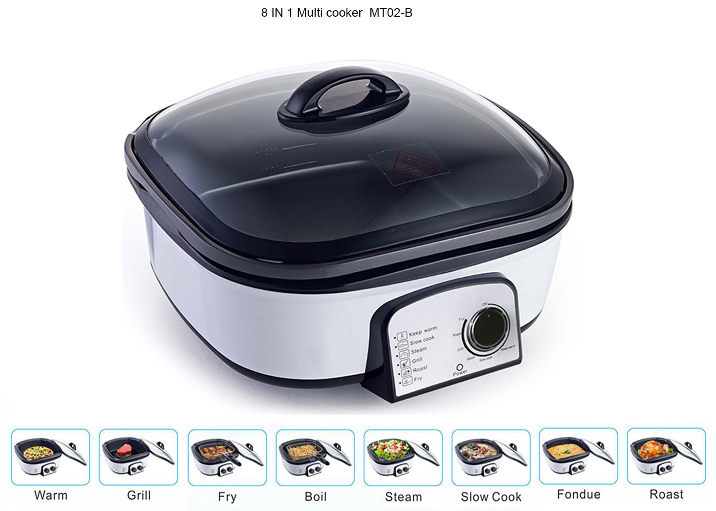 Quality Glass Cover Electric Multi Cooker 8 IN 1 Copper Wire PP Shell Base Lightweight wholesale