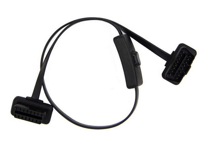 Quality Flat Ribbon Obd2 Extension Cord With Switch , Obd Extension Lead wholesale