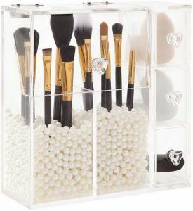 Quality Non Toxic Acrylic Dust Cover Clear Acrylic Makeup Organizer With Brush Holder wholesale