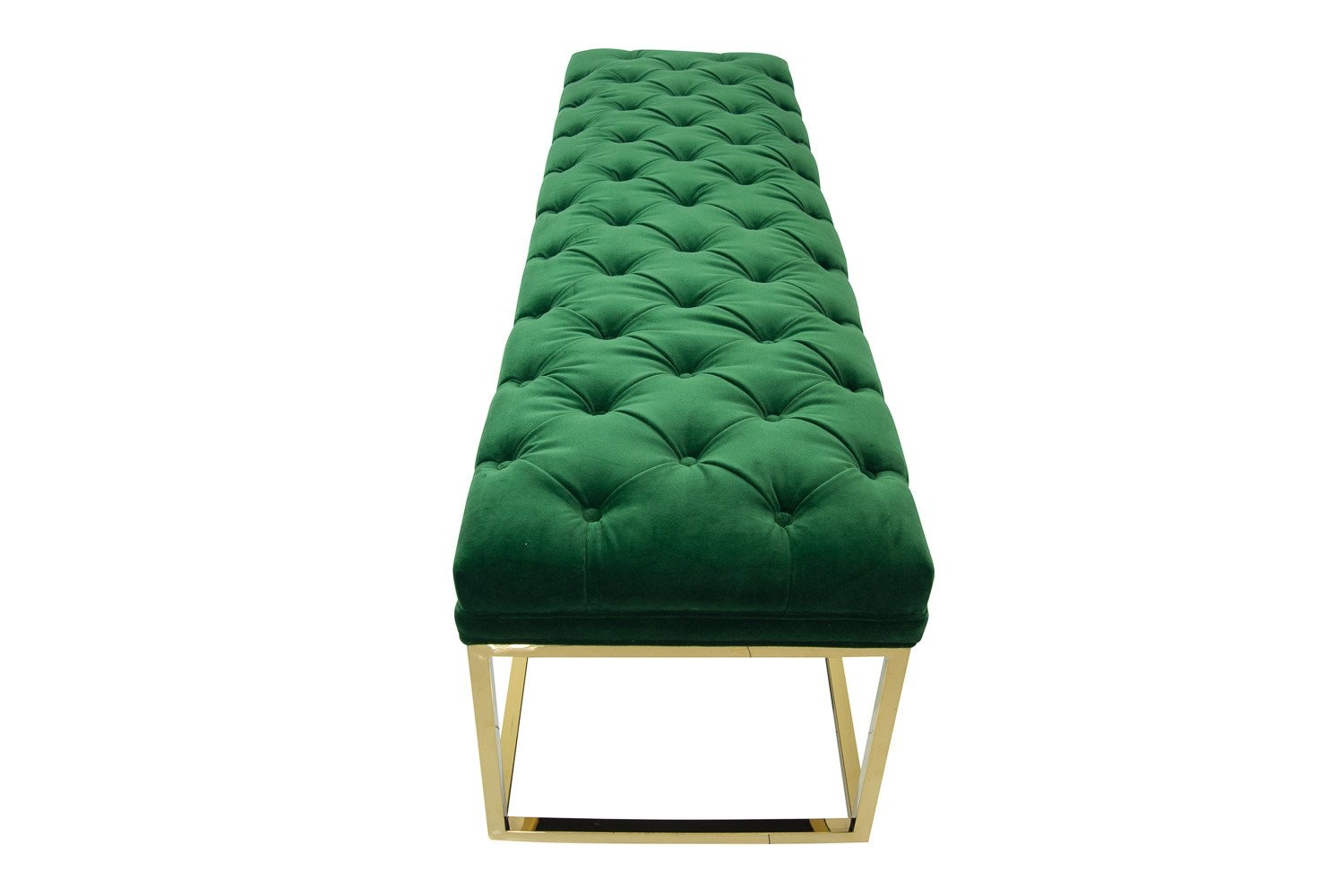 Quality HOT sale modern classic green velvet fabric tufted upholstery bench stainless steel frame ottoman for wedding event wholesale