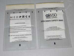 Quality Laminated 95Kpa Biohazard Transport Specimen Bags wholesale