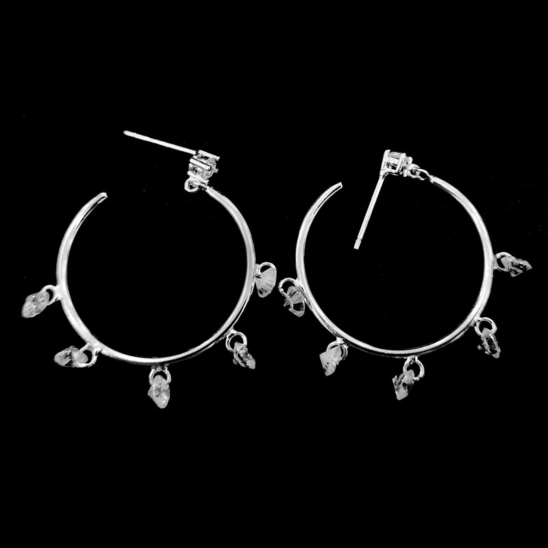 Quality Rose Gold Silver Cubic Zirconia Earrings / Sterling Silver Hoop Earrings With Crystal wholesale