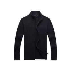 Quality 100% cotton Autumn Winter Zipper Sweater Mens Black Cardigan Sweater wholesale