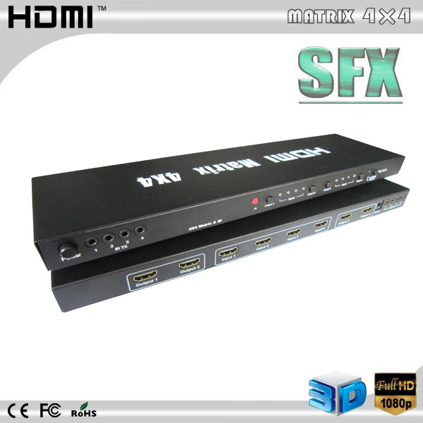 Quality 4x4  hdmi matrix switch with ir remote control wholesale