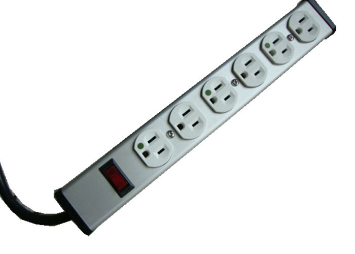 China 15 Ft Multi Outlet Power Strip 6 Plug Hospital Grade , Mountable Power Bar Low Weight on sale