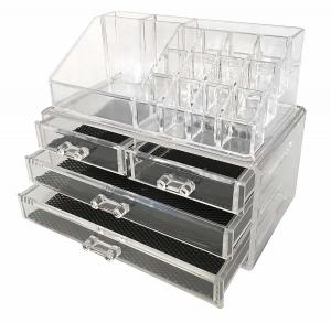 Quality 4 Tier Clear Acrylic Makeup Organizer Drawers Removable With Lipstick Holder wholesale