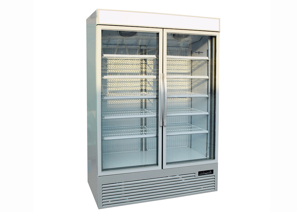 China Swing 2 Glass Door Commercial Upright Freezer Frost Free Plug In SECOP on sale