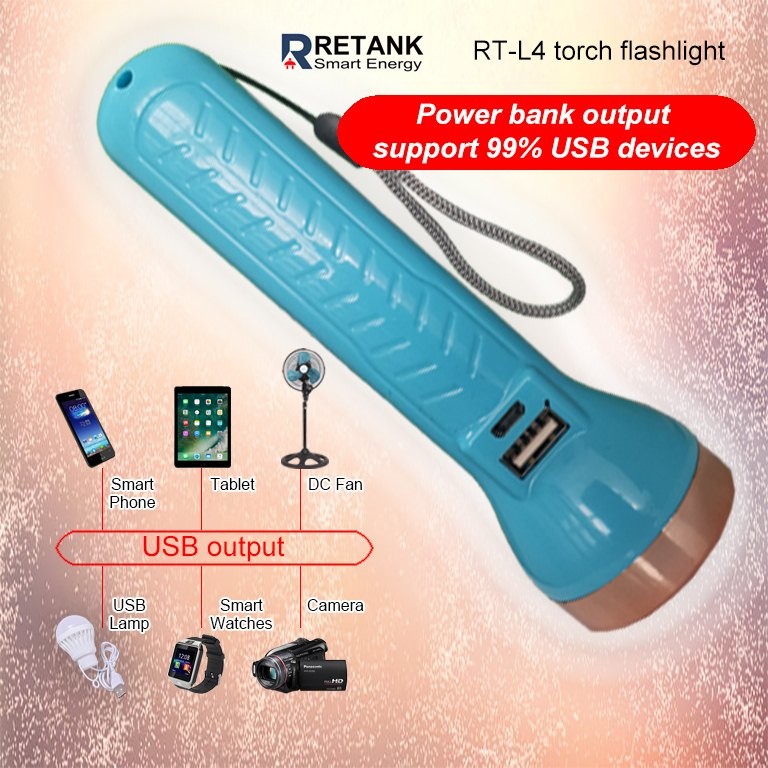 Quality RT-L4 Solar Rechargeable Torch Flashlight built in 18650 battery wholesale