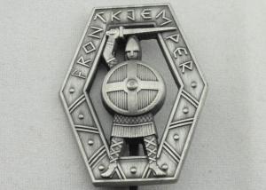 Quality Zinc Alloy 3D Warrior Badge, Antique Silver Plating Souvenir Clip Metal Badges wholesale