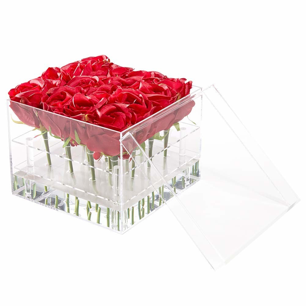 Quality ISO9001 Acrylic Storage Box 9 Holes Flower Acrylic Box With Lid wholesale