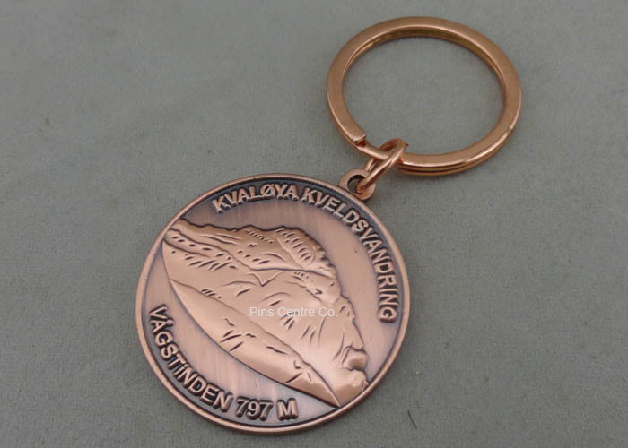 Quality Brass Die Stamped 3D Keychain , Promotional Antique Copper Keyring wholesale