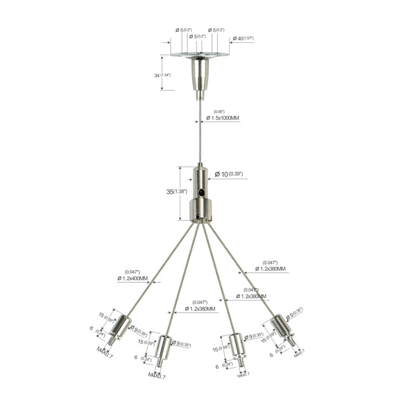 Buy cheap High Bay Light Fork Hanging Kit , Brass Nickel Plated Wire Suspension Kit YW from wholesalers