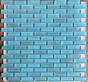 Quality Blue 2mm Crystal Mosaic Glass Tile For Bathroom Interior Wall wholesale
