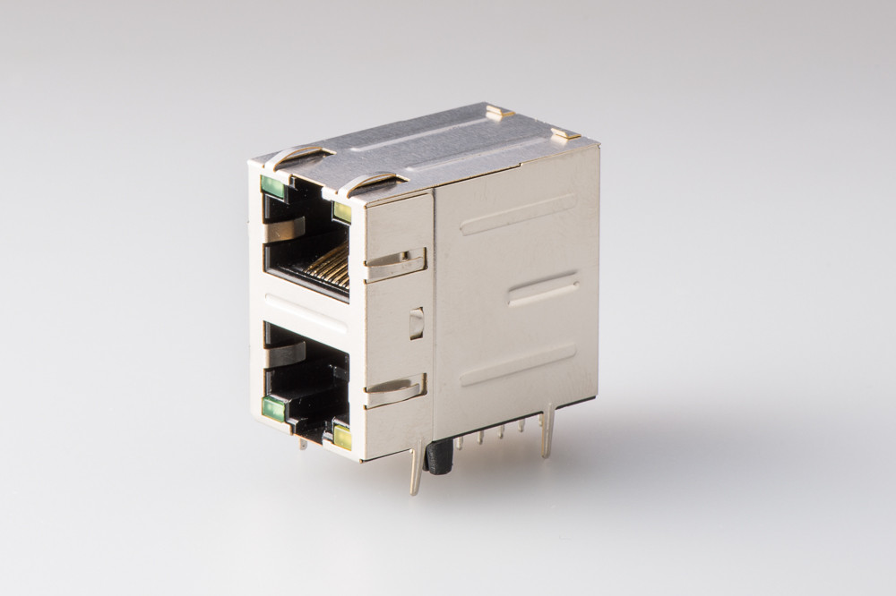 Quality PBT Ethernet RJ45 Jack RMA-065BC-20F6-YG 2 X 1 port 10 / 100 / 1000 Mbps wholesale