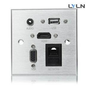 China Silver / Black Color AV Wall Plate With 3.5mm Stereo And RJ45 Port on sale