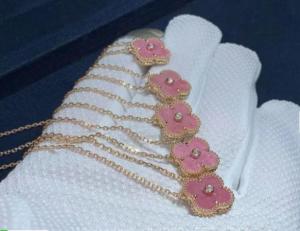 Quality Van Cleef & Arpels 18K Rose Gold Vintage Alhambra Diamond Rhodonite Pendant Necklace VCARP7TD00 wholesale
