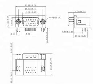 Quality Male Right Angle D Sub Connector HDR 15 Pin for RRU equipment and Electric tilt antenna use wholesale