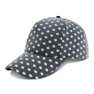 Quality Curved Brim Baseball Cap / Youth Fitted Baseball Hats With Plain Black White Dot Printed wholesale