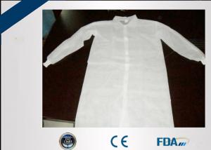 Quality High Tensile Strength Disposable Lab Coats Non Woven Fabric With Two Pockets wholesale