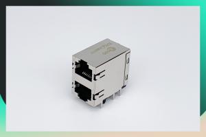 Quality Right Angle 10 / 100 BASE Multi Port RJ45 Modular Jack With Transformer Ethernet Cable Connector； wholesale