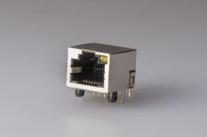 Quality One Port Vertical RJ45 Connector , POE RJ45 Connector With Single Yellow Led And Tab-Up Shielded wholesale