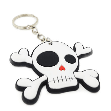 Quality Custom Size PMS Color PVC Rubber Keyring Skull Rubber Silicone Keychain wholesale