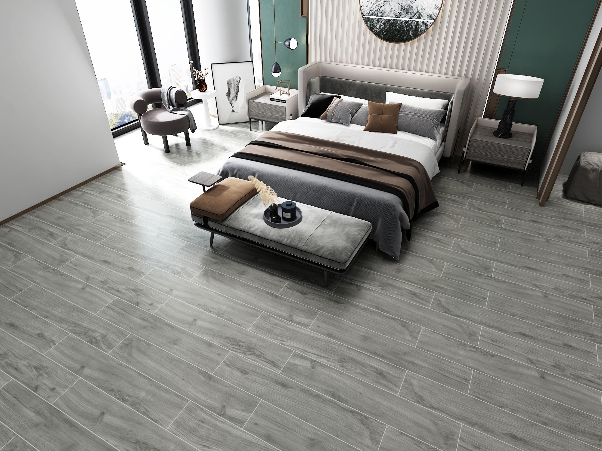 Quality Light Gray 150x900mm Rectified Wood Porcelain Tile wholesale