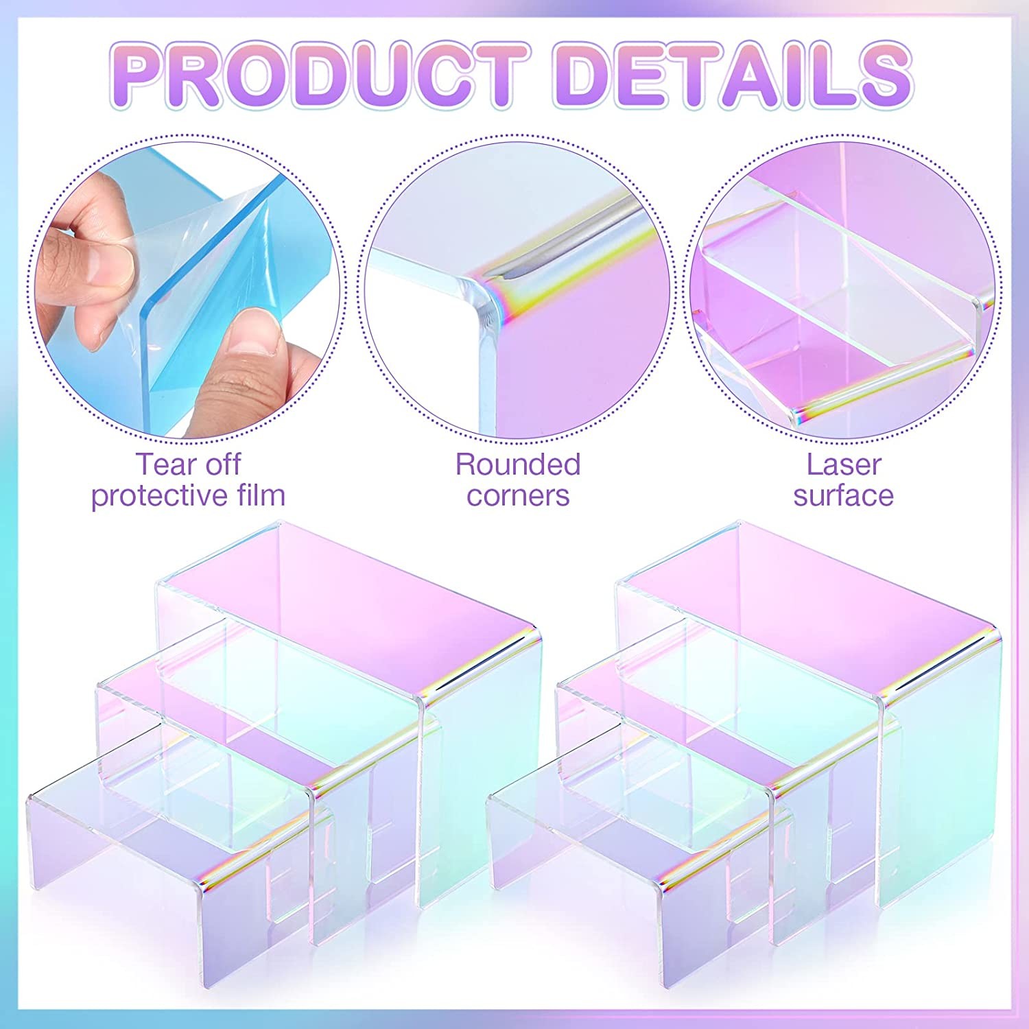 Buy cheap Rainbow Acrylic Display Shelf Large Medium Small Rectangle Stand from wholesalers