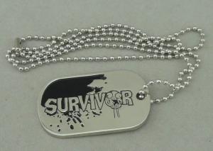 Quality Zinc Alloy Survivor Personalised Dog Tags Soft Enamel Long Ball Chain And Nickel Plating wholesale