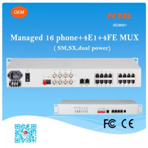 China Managed 16 Phone SNMP 4E1 4FE SM SX (FXS/FXO) POTS Fiber Optic Multiplexer on sale