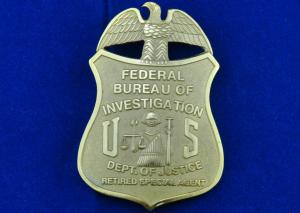 Quality Brass Stamped Federal Bureau Investigation Badge, Clip Souvenir Badges with Die Cast, Die Struck, Stamped wholesale