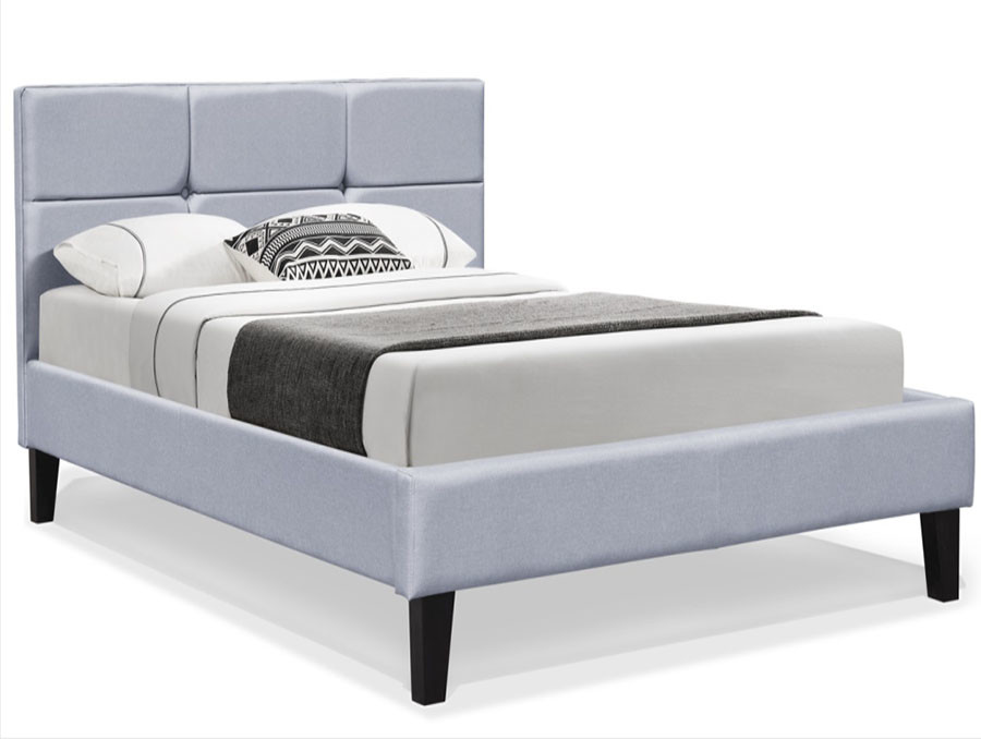 China Plywood Queen Size Fabric Bed Frame Mattress Platform Grey Wooden Ottoman Bed on sale