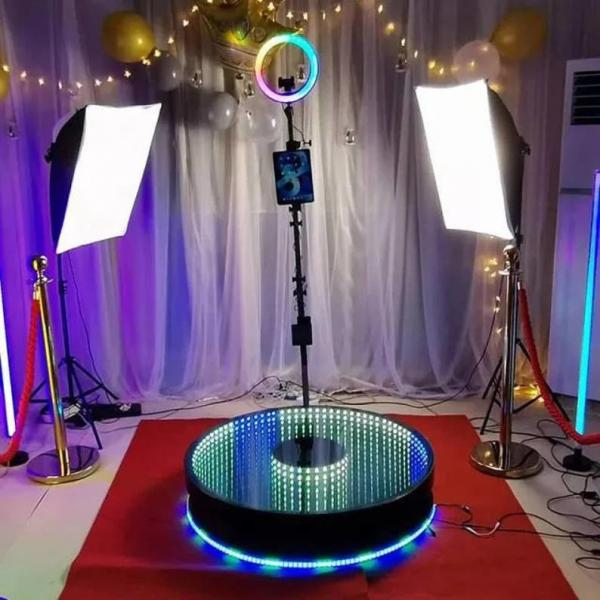 Cheap Stylish LED 360 Photo Booth Glass Infinity With Flight Case for sale