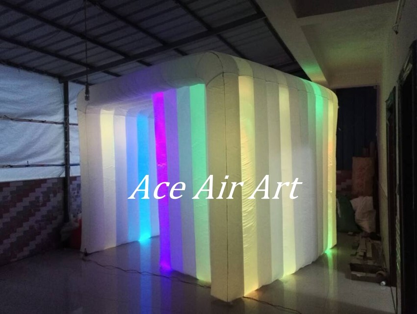 3mL*3mW*2.5mH Colorful Led Inflatable Photo Booth Cube tent/Inflatable Cabin for Sale add fun to your event
