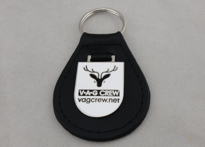 Quality VAG Crew Leather Key Chain / Personalized Leather Keychains with Emblem wholesale