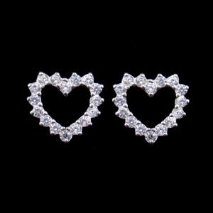 Quality Classic 925 Sterling Silver Small Cubic Zirconia Stud Earrings Heart Shaped With Logo wholesale