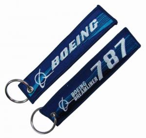 Quality Boeing Airplane Pilot 100% Polyester Embroidered Fabric Keychain wholesale