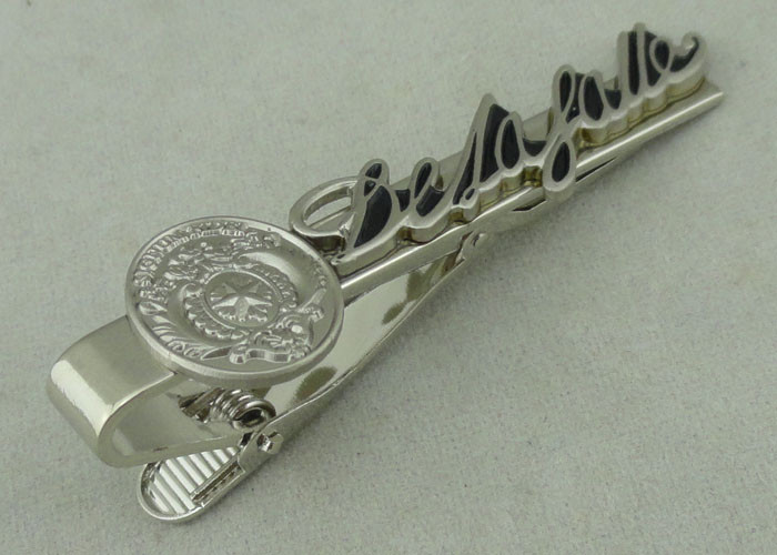 Quality 22 mm Special Cufflink Custom Tie Bars 3D Brass Stamped Silver wholesale
