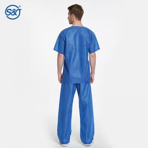 Quality Two Pieces Medical Scrub Suits Uniforms SMS Short Sleeve Shirt And Pants wholesale