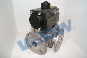 Quality Single Acting Pneumatic Three Way Ball Valve With Pneumatic Actuator ISO5211/DIN3337 Standard wholesale