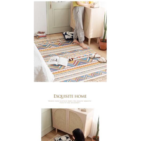 Y-Z Simple Linen Tassel Woven Cotton Mat Nordic Boho Style Turkish Living Room Home Floor Carpets and Rugs