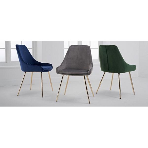 Iso 9001 120cm Round Marble Effect Dining Table With Fern Velvet Chairs Blue