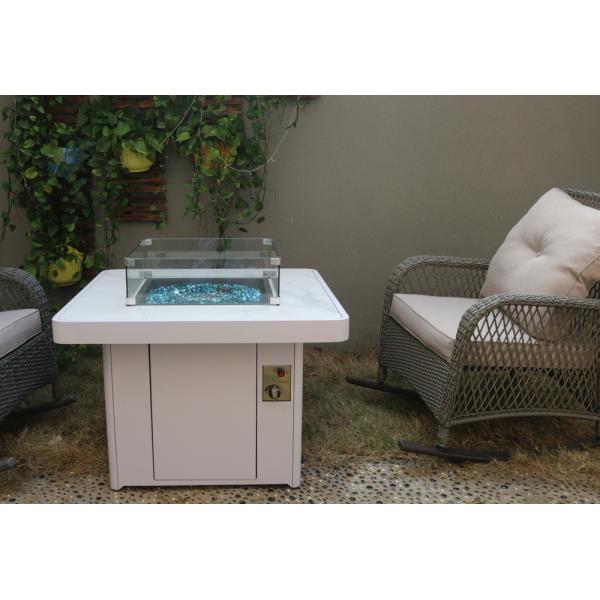 Outdoor Square Stone Propane Fire Pit With 10" Stainless Steel Ring Burner