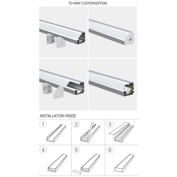 Anodized Recessed Corner LED Profile Silver White Black Aluminium Material