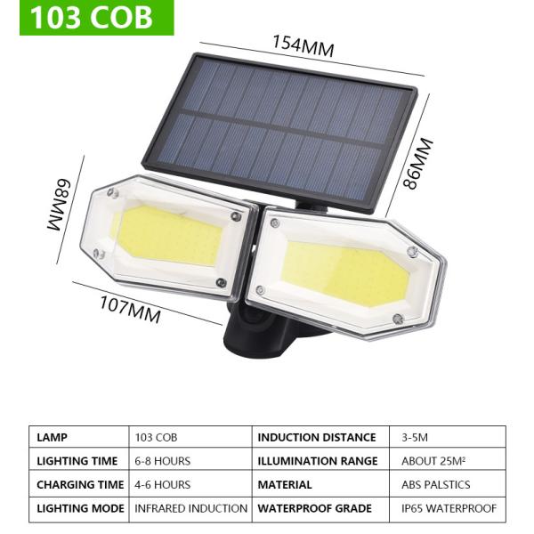 Charging Infrared IP65 5M Solar Powered LED Wall Light