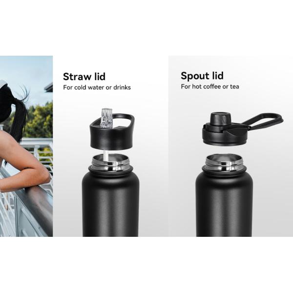 water bottle with 2 lids