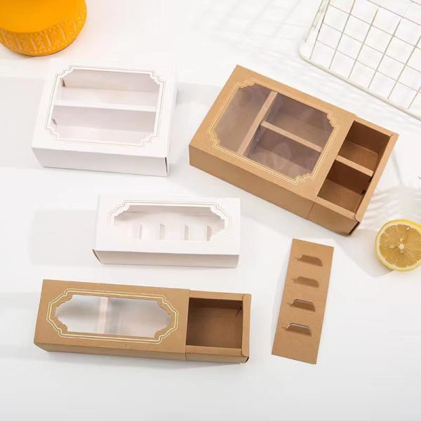Transparent Window Macaron Packaging Box White Cardboard Baking Biscuits Western Pastry Packaging Box