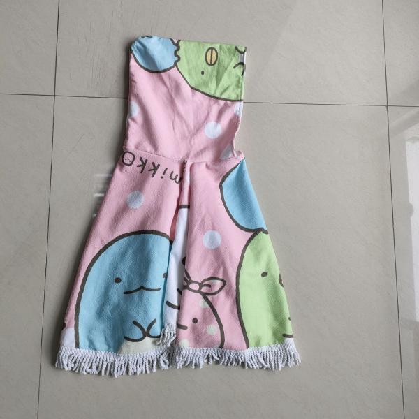 Hotsale round microfiber custom poncho towel kids printing beach tassel poncho beach towel