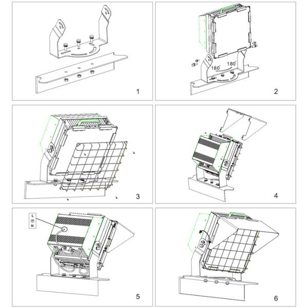 600W Outdoor High Mast LED Flood Light , Football Stadium Lights Tempered Glass Cover