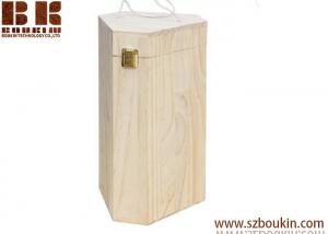 China Custom Recyclable Carrier Natural Color pine Wood Wine Box Wooden Craft on sale